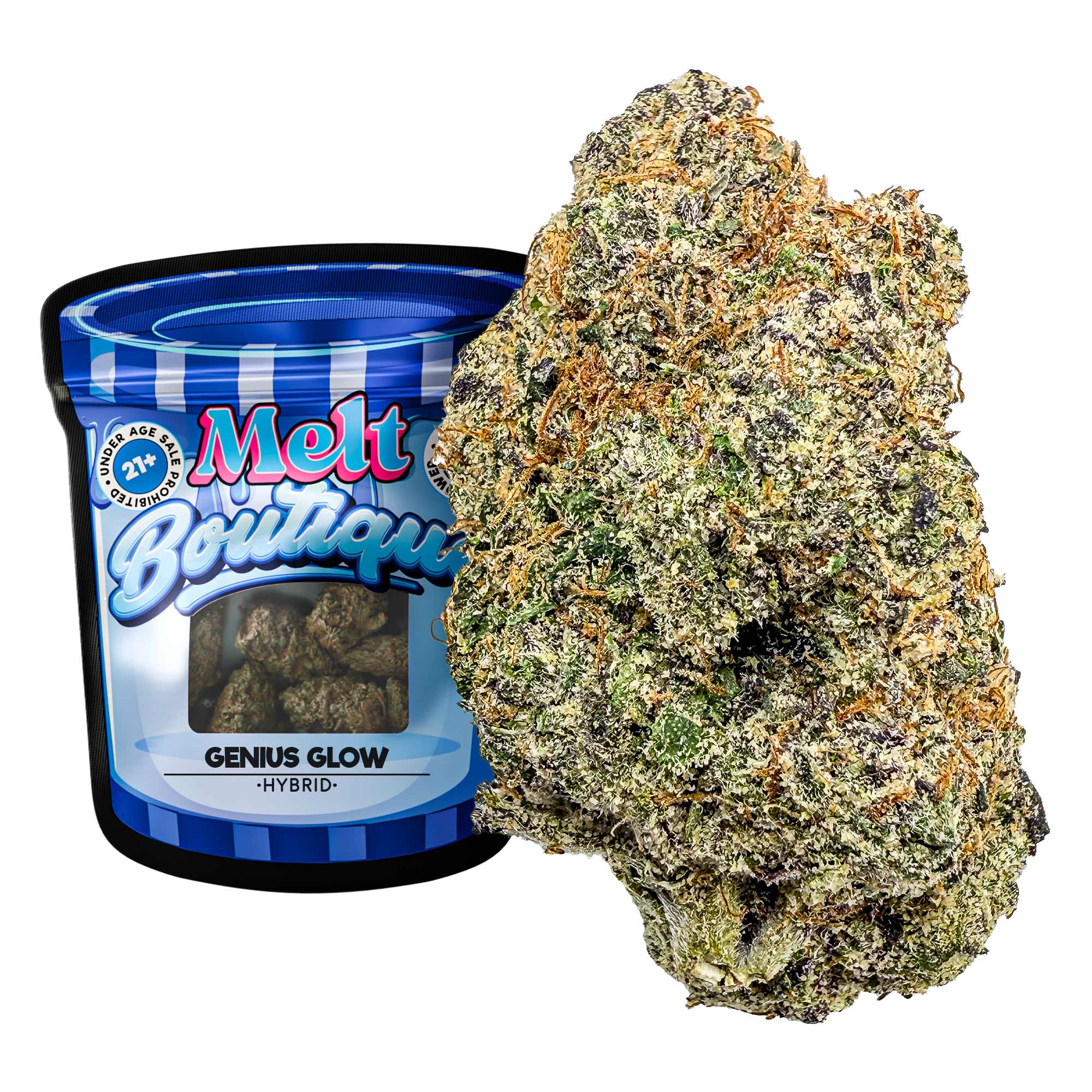 Geniu  Glow THCA Flower – Premium Boutique Craft Cannabi  With Citru  Pine Aroma - Melt