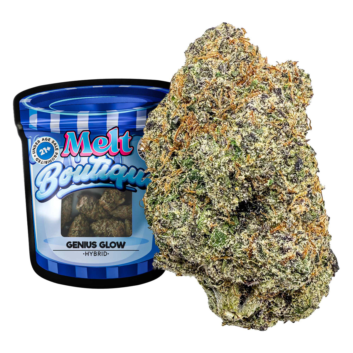 Geniu  Glow THCA Flower – Premium Boutique Craft Cannabi  With Citru  Pine Aroma - Melt