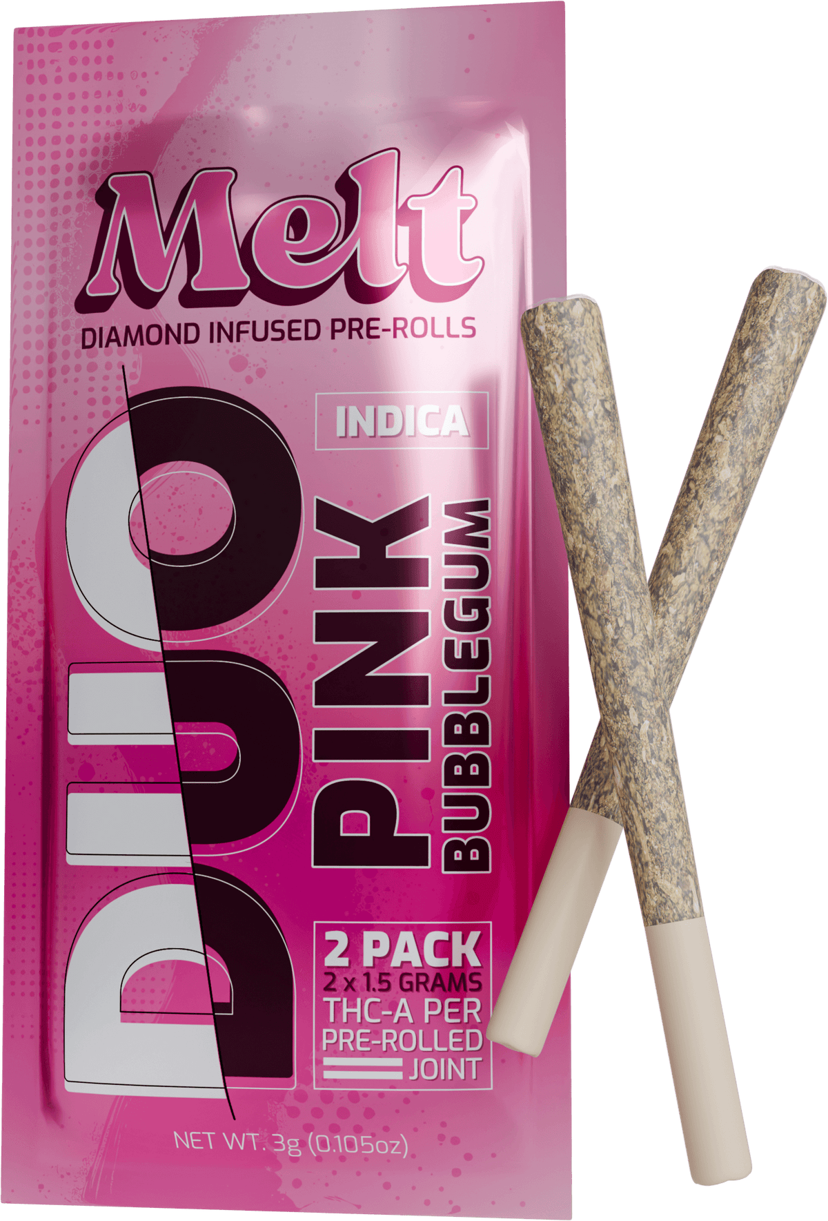 Melt Duo Prerolls Pink Bubblegum – Premium THCA two-pack prerolls