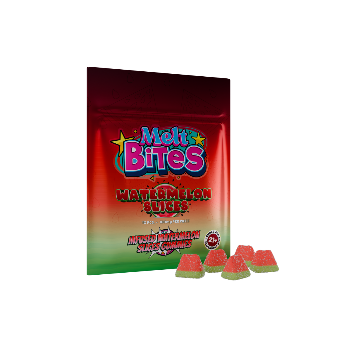 Sour THC edibles – Melt Bites Watermelon Slices 1000mg gummies